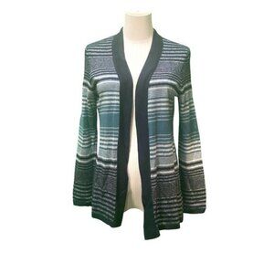 Talbots Petites Cotton Blend Blue Striped Cardigan Sweater Size S/P